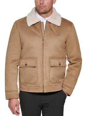 Club Room Men's Faux Suede Jacket Size M Tan Plus Fleece Lining